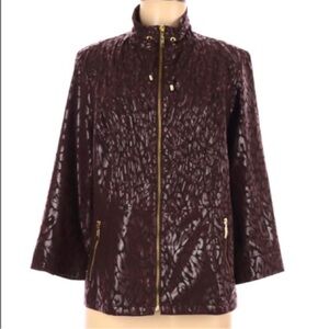 Zenergy Chicos Women's Neema Aria Brown Stretch Animal Foil Jacket sz 0 XS EUC